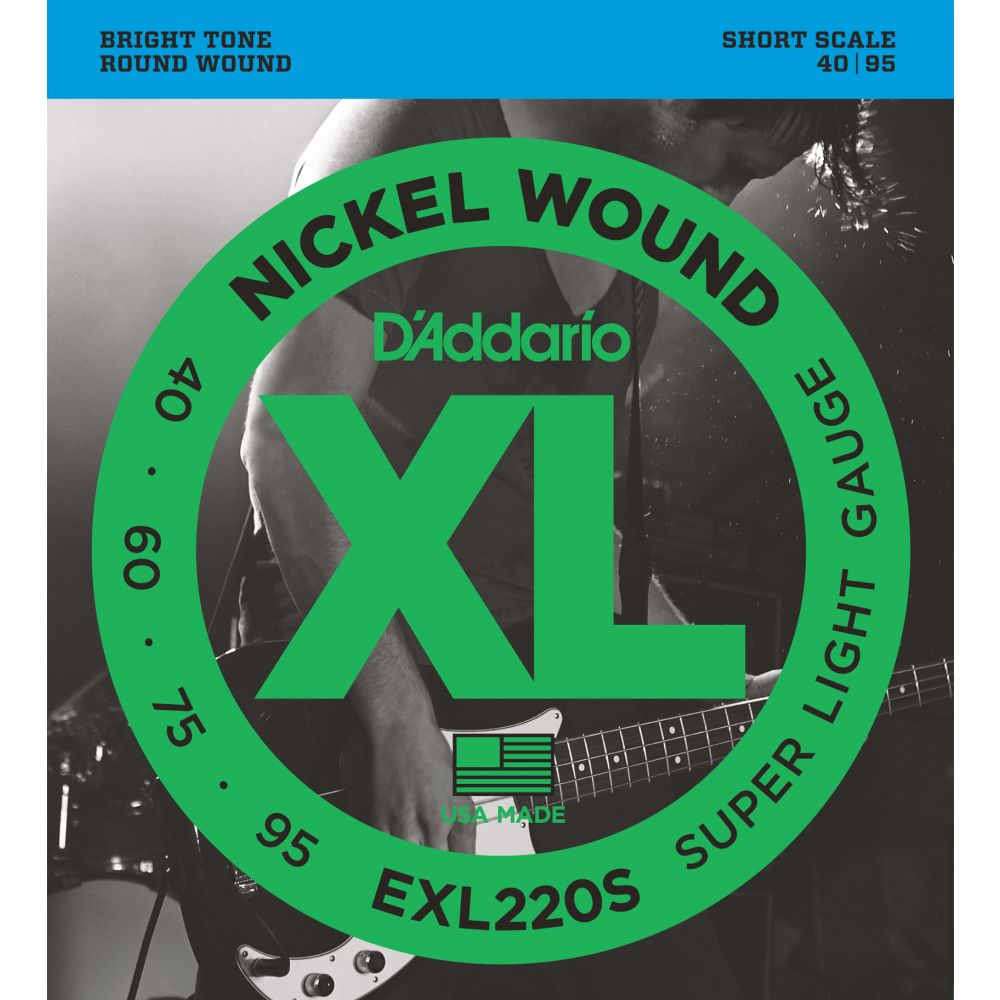 DAddario EXL220S Bass Guitar Strings Super Light 40 95 Short Scale