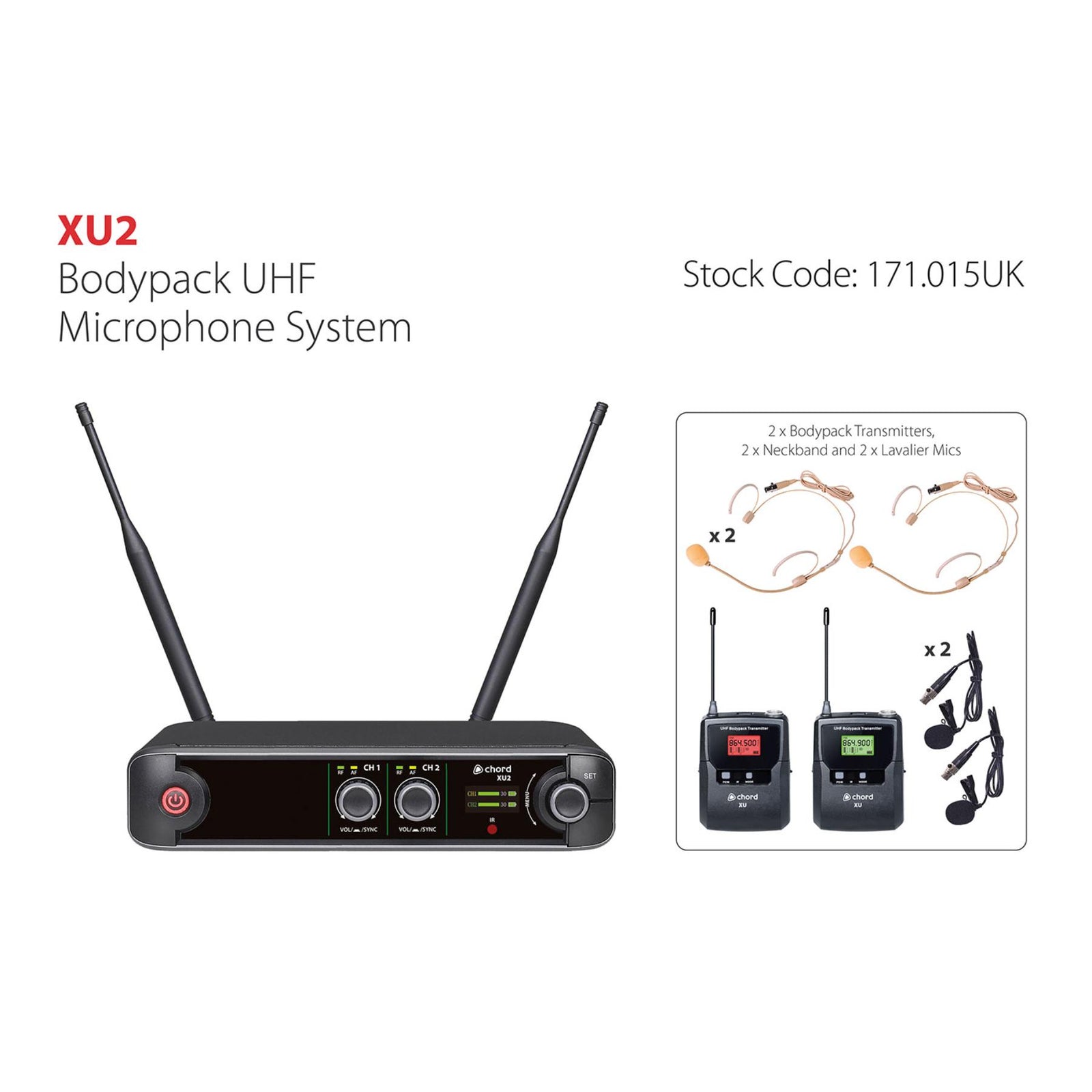 XU2 UHF Headset Microphone Systems 2 Channel