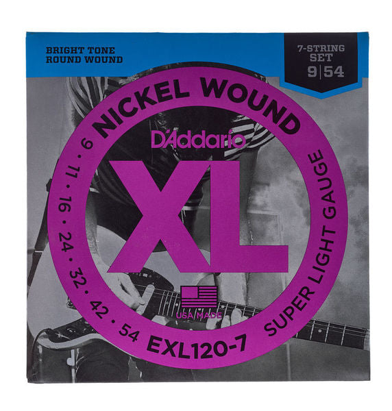 EXL120-7 Nickel 7-String Guitar Strings 9-54 Super Light