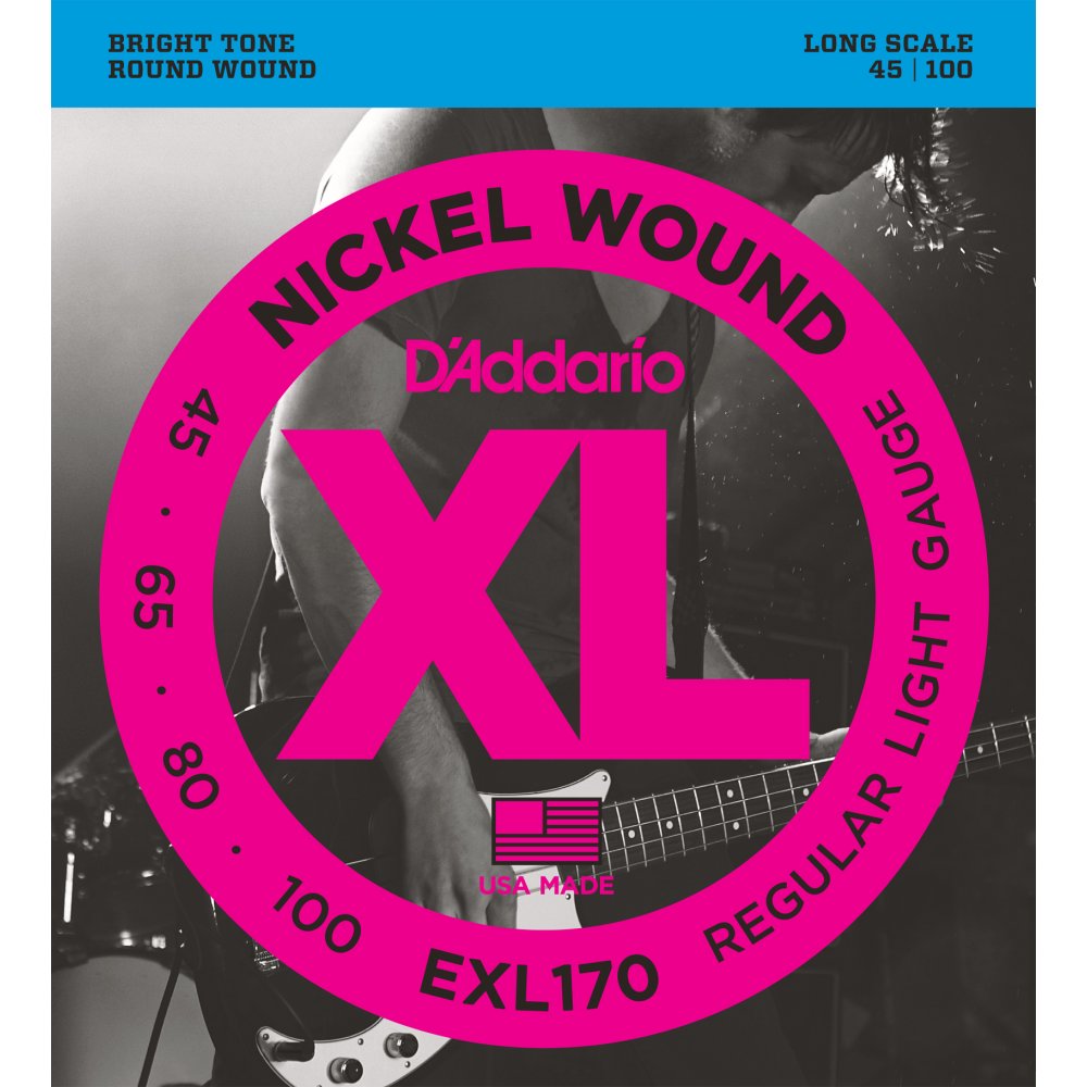 EXL170 Nickel Wound 45-100 Bass Guitar Strings, Long Scale