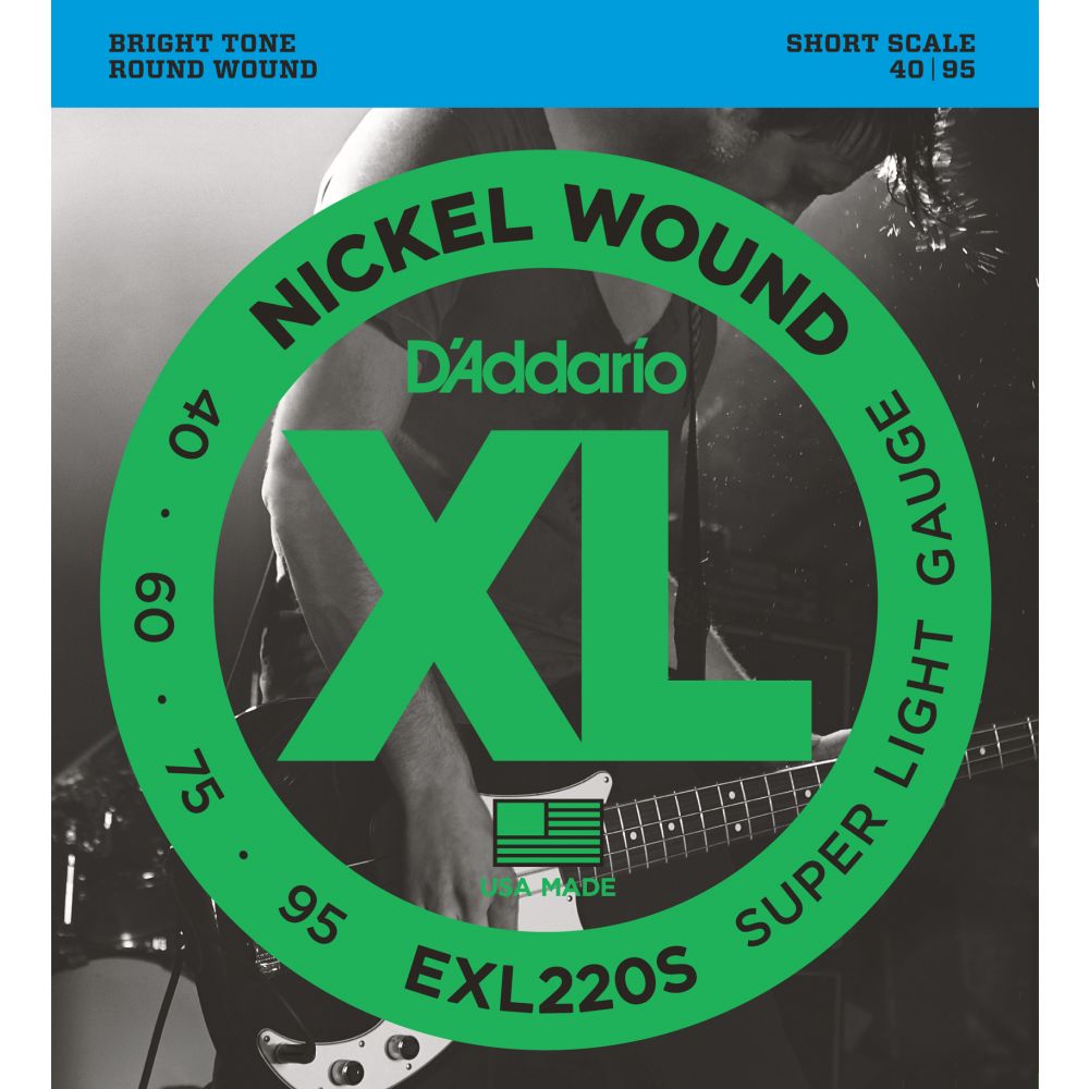 DAddario EXL220S Bass Guitar Strings Super Light 40-95 Short Scale