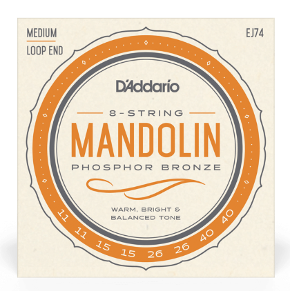 EJ74 Mandolin Strings, Phosphor Bronze Wound, Loop End, 11-40 Medium